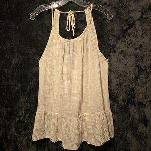 Off White Gauze Top with Low Cut in Back Size M